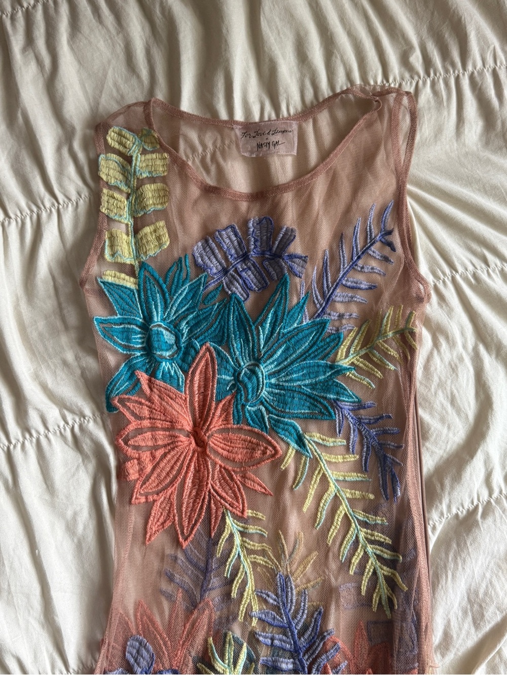 For Love and Lemons Tropicicana Embroidered Floral Mesh Maxi Dress - Picture 3 of 4